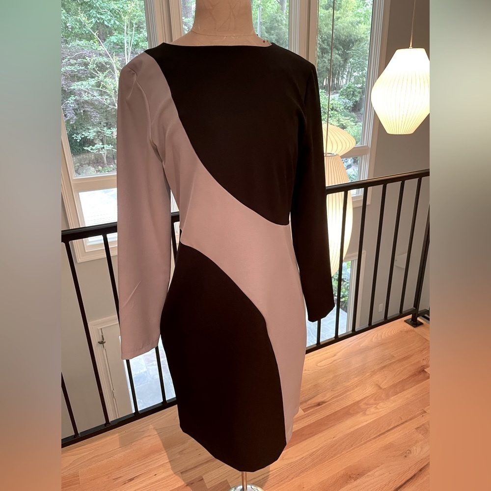 Elegant Black and Gray Long Sleeve Dress